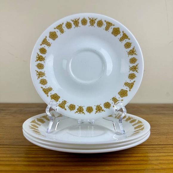 Set of 4 Corelle Livingware "Butterfly Gold" Saucers – Vintage Corning USA - Picture 8 of 14